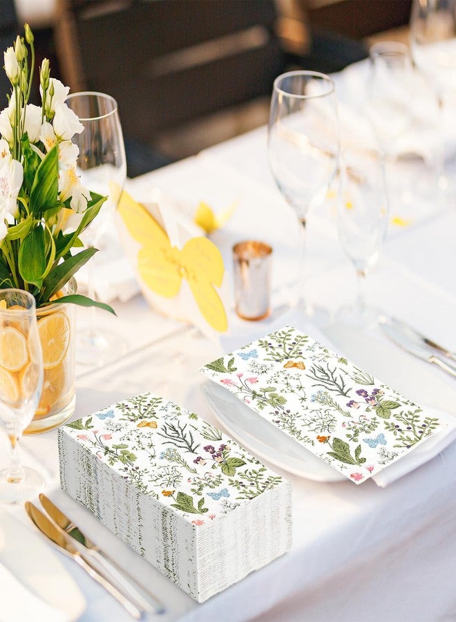 JarThenaAMCS مناديل ورقية للضيوف من JarThenaAMCS، 120 قطعة، بنقشة زهور برية ربيعية، لون أخضر، بنمط زهور برية عتيقة، للاستخدام مرة واحدة، مناسبة للحمام والمنزل وحفلات الزفاف وأعياد الميلاد وحفلات استقبال المولود الجديد، مستلزمات تزيينية - Image 5